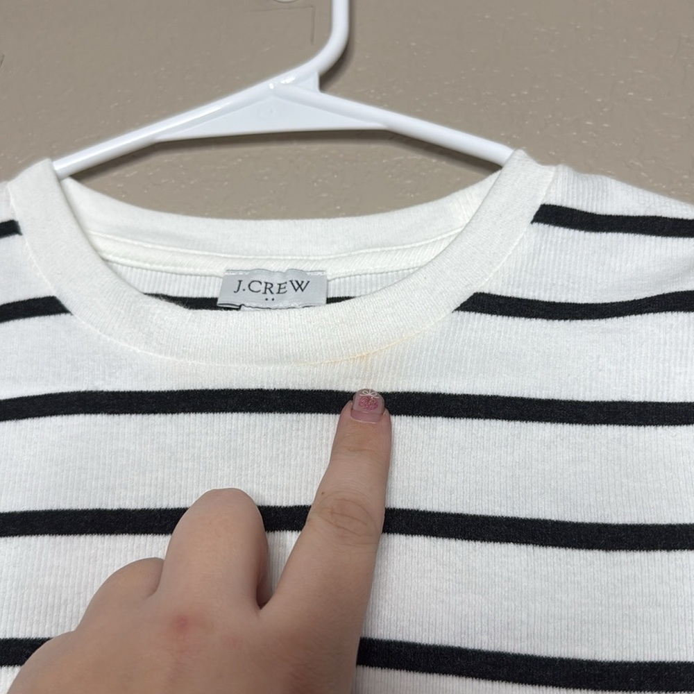 J. Crew Factory Striped Cropped Ribbed Tee - Picture 3 of 8